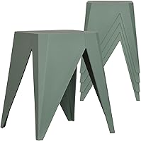 InterSpaceLiving Zuho Stackable Multi-Use Stool 4-Pack Smoke Green - Scandinavian Flexible Seating for Indoor Outdoor Classrooms Dining