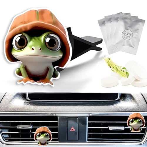 Image of Cute Car Air Freshener Clips Frog Car Vent Clip Frog Cars Scents Cologne Air Conditioner Clip Auto Vent Interior Decoration Cars Accessories Frogs Loves Gifts for Men Women