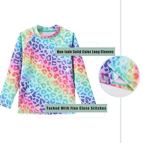 Image of Girls Long Sleeve Swim Shirt Rash Guard for Girls One Piece Bathing Suits with UPF 50+ Sun Protection 3-16 Years