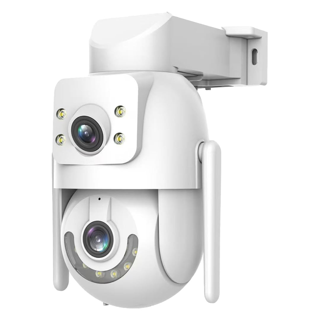 FAR ELGIVA Dual Lens WiFi Security Camera, 10MP PTZ Camera, Auto Tracking, 5X Smart Zoom, Color Night Vision, 2-Way Audio, IP66 Waterproof Outdoor Surveillance Camera