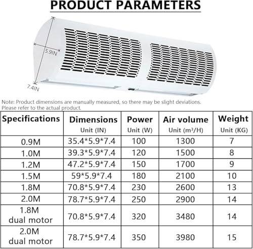 Barriera D'aria, Macchina Da Parete Silenziosa A Risparmio Energetico per Uso Commerciale e Industriale Telecomando Ideale per Fabbriche e Magazzini