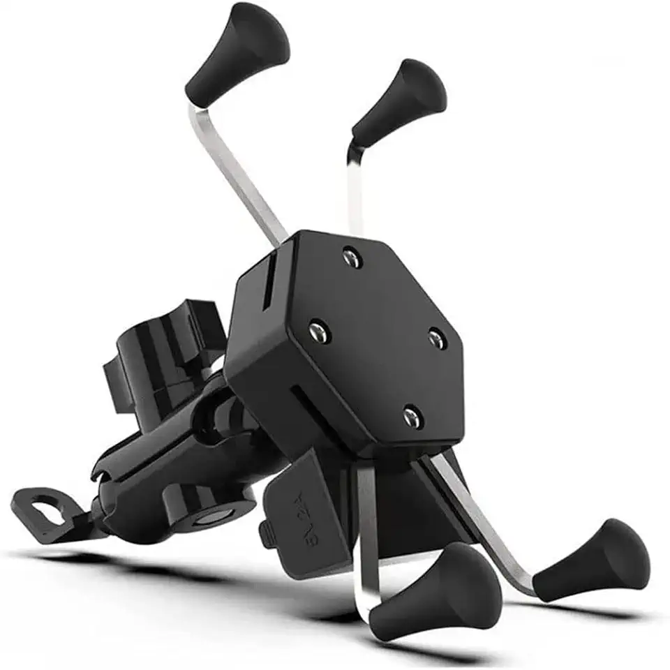 Suporte de Celular com Carregador 2.4a USB Garra para Moto Fixação no Retrovisor ou Parafuso do Guidão