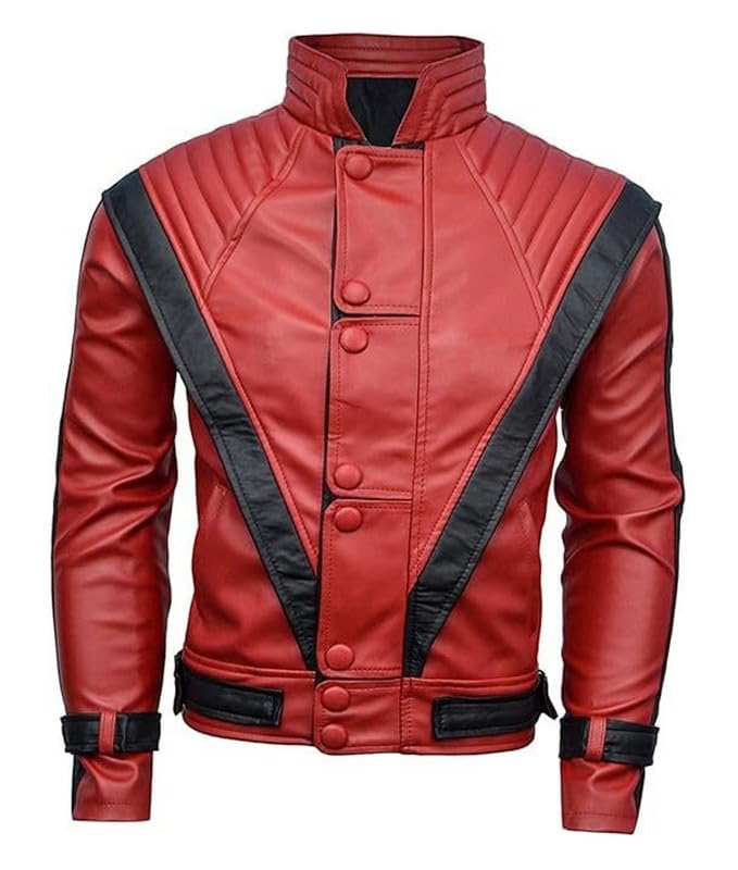 Veste en cuir rouge pour homme idéal costume de concert et de cosplay d'Halloween