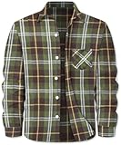 Flanell-Baumwolle. Cromoncent Herren Hemd mit Knopfleiste aus Flanell - Gr�n - X-Klein