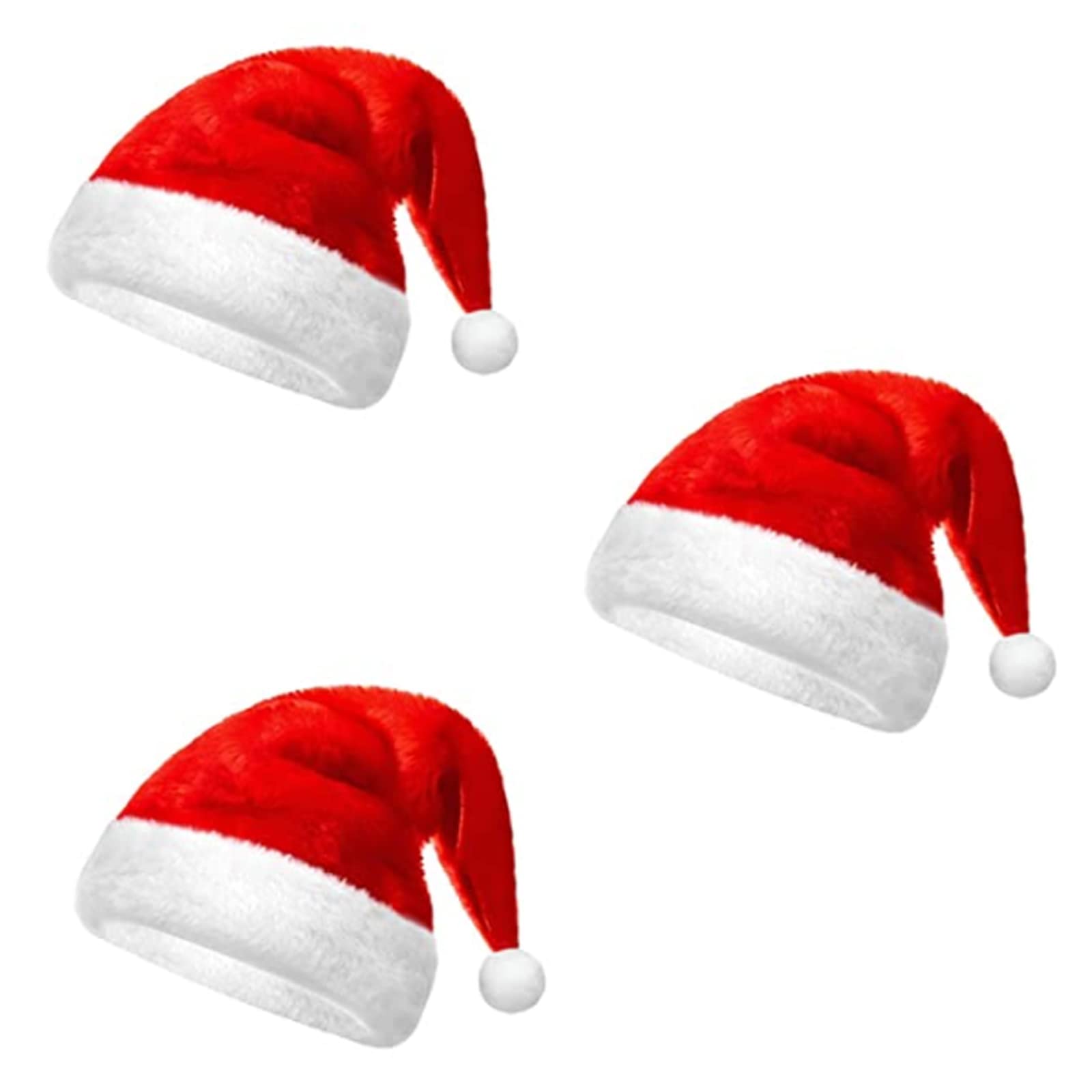 Set Cappelli Babbo Natale Famiglia - 2 Adulti + 1 Bambino, Rosso/bianco, Poliestere, Pompon, Per Feste Natalizie