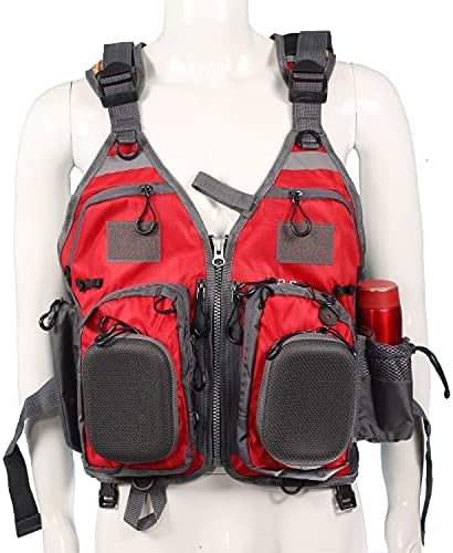 JKSPORTS Fly Fishing Vest - Fishing Safety Life Jacket for Swimming, Sailing, Boating, Kayak - Floating Multifunction Breathable Backpack for Men and Women - Adjustable, Grey/Green/Red/Blue