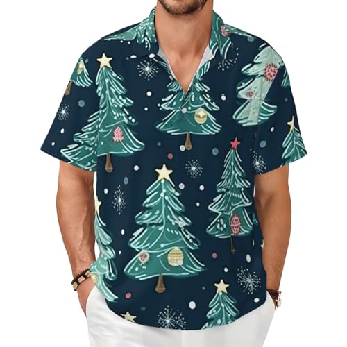 Chemise manches courtes homme Noël imprimé sapin motif étoile