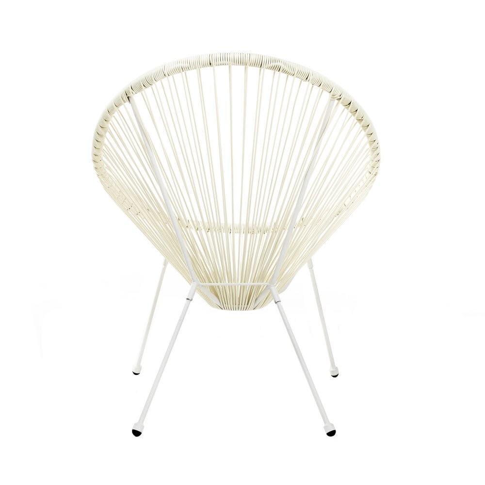 LOLAhome Pack 2 Sillones de jardín Acapulco Blanco Roto| Cuerdas de Rattan PE y Acero | 72x77x84 cm | con Topes de Goma, Resistente hasta 120kg | para Interior y Exterior, Jardín, Terraza | Acapulco