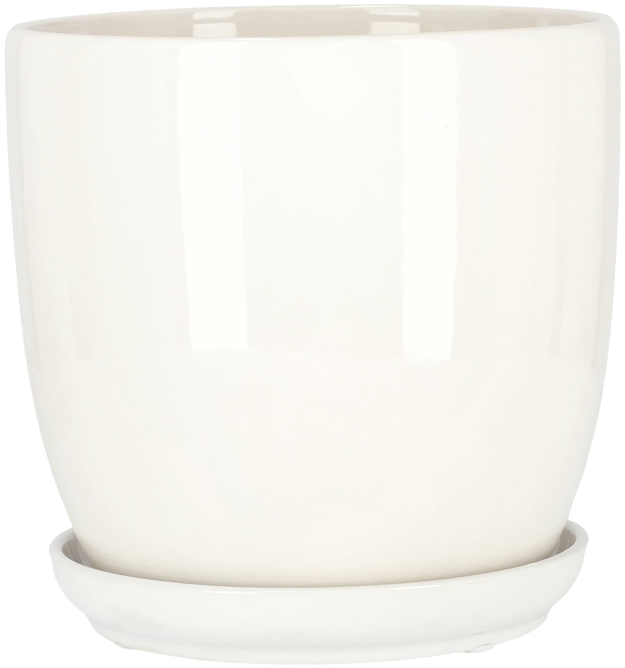 KOTARBAU® Lot de 2 pots de fleurs en céramique pour fleurs et plantes Ø 17 cm avec bac d'égouttement Blanc