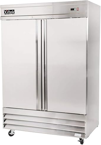 54" Two Solid Door Reach In Commercial Freezer Stainless Interior 47 cu.ft