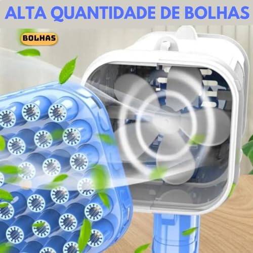 Arminha Bolha Sabão Lança Bolinha G Infantil ARMA BAZUCA PISTOLA BRINQUEDO SOPRO 32 FUROS AUTO VOLUM