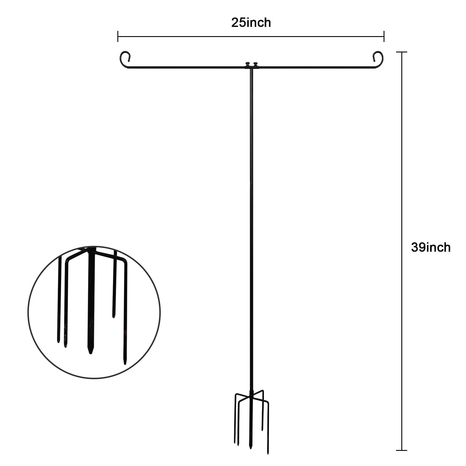 ESTTOP Heavy Duty Garden Flag Holder Stand Metal Iron Stand with 5 Prong Base for Double Flags Suitable for Outside or Garden Patio Yard Decor