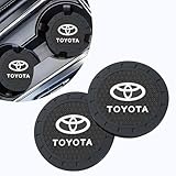 2Pcs Slicone Car Cup Holder Coaster, Auto Cup Holder Insert Coaster Compatible with Toyota All Model, Car Accessories Interior for Women and Man, Black