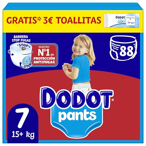 Dodot Pañal-Braguita Pants , Talla 7 (+17kg), 88 Pañales, Con Ajuste 360 que ayuda a prevenir holguras y fugas