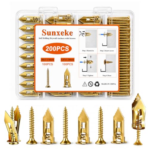 Self Drilling Drywall Anchors and Screws Kit, 200PCS