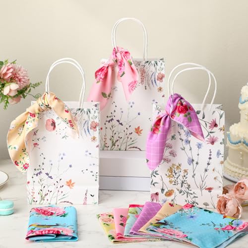 Image of SmoothNovelty 36 Pcs Cloth Napkins for Women Vintage Ladies Floral Handkerchiefs 6 Designs Tea Party Favors, 11 x 11 Inches Plants Floral Square Handkerchiefs for Weddings Tea Party Supplies