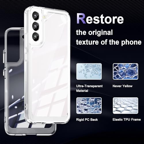 Image of Case for Samsung Galaxy S22 5G, Military Grade Drop Protection Phone Case, Yellowing Resistant, Anti-Scratch Hard PC Back, Shockproof Hard Ultra-Thin Protective Cover, Clear