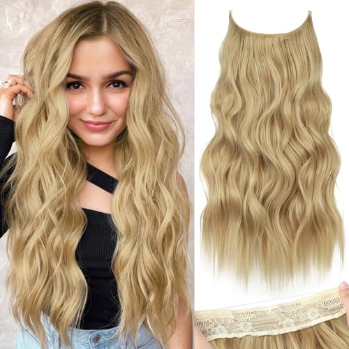 KooKaStyle Invisible Wire Hair Extensions 20" Golden Blonde