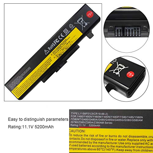 Gomarty 5200Mah L11S6Y01 L11L6Y01 Laptop Battery For Lenovo Ideapad Y480 Y580 G480 G580 Z380 Z480 Z580 Z585 Series L11M6Y01 L116Y01 L11S6F01 L11L6F01 L11P6R01 #TOP5