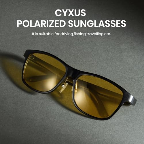Cyxus Polarized Sunglasses Men AL Carbon Fiber Square Frame Spring Hinges UV400 Fishing Golf Driving Sport P1139-423