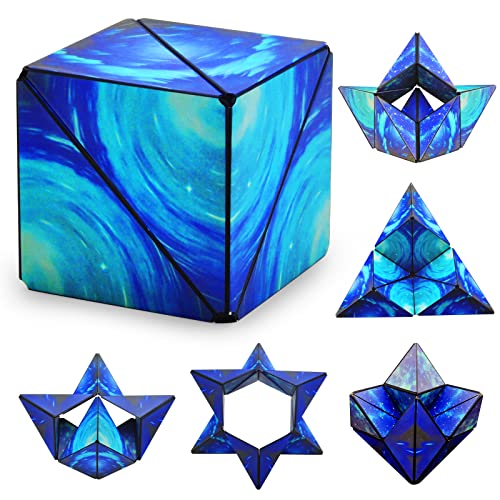 Preisvergleich Produktbild Zauberwürfel,3D Magnet Würfel,Planet Infinity-Würfel-Set Kreativer Dekompressionswürfel, Kreative Geschenke Transforming Cubes, Kreative Geschenke für Kinder Erwachsene (blau)
