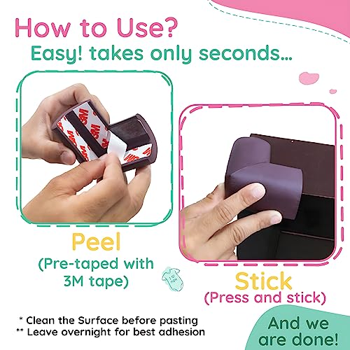 Image of KidDough Baby Proofing Corner Guards, Corner Protector for Sharp Edges, Table Corner Protector for Baby Safety (L Shape Brown)