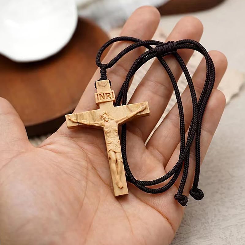 Amazon.co.jp: cenryusa イエスクロス木製ネックレス、木製クロス