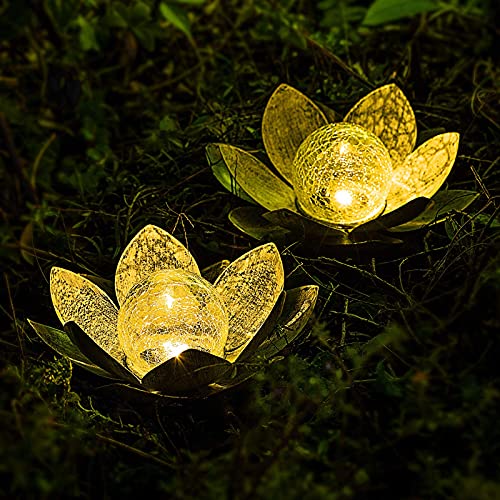 Huaxu LHD-B005 Solar Lights Outdoor Garden, Crackle Globe Glass Lotus Decoration thumb #6