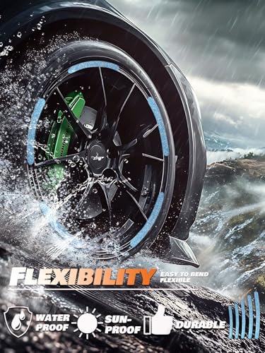 Image of 20PCS Car Wheel Reflective Decorative Strip,Night Safety Warning Stickers,Cars,Motorcycles,Bicycles are Applicable, Colorful and Diverse, a Street the Most Beautiful Car (Bling Blue)
