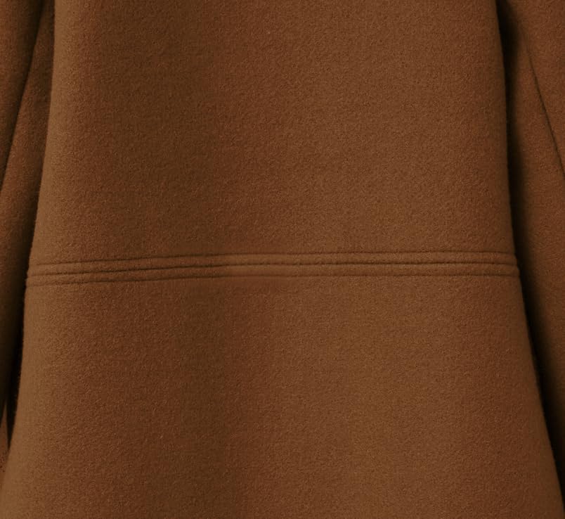 utcoco Women's Wool Blend Double Breasted Pea Coat Notched Lapel Mid Long Trench Overcoat with Pockets - Image 7