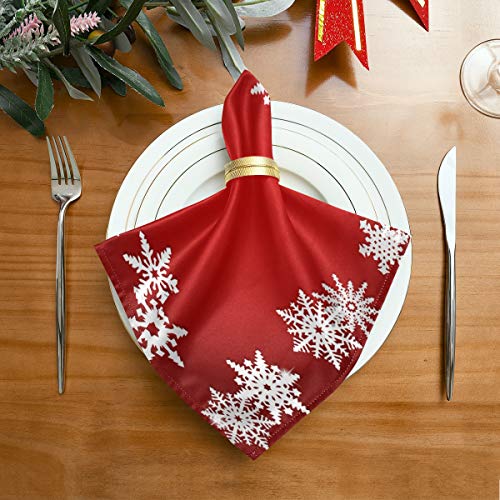 Red Christmas Snowflake Abstract Cloth Napkins Polyester Dinner Napkins Set Of 6 Napkins Great For Dining Special Occasions Or Dinner Parties #TOP1