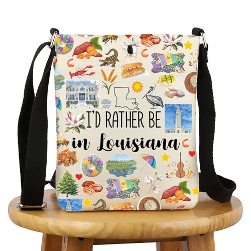 G2TUP Louisiana State Gift I'd Rather Be In Louisiana Crossbody Bag Louisiana Travel Bag Louisiana Tour Souvenir Gift