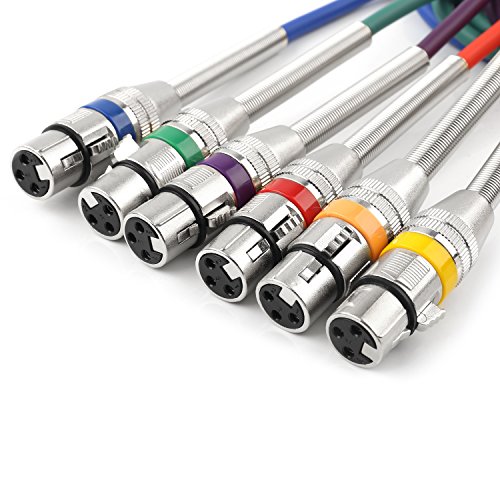 Disino 6 Pack Multi-Color Xlr Patch Cables, 3-Pin Balanced Xlr Male To Female Microphone Cable Mic Cords - 3.3 Feet/1 Meter #TOP5