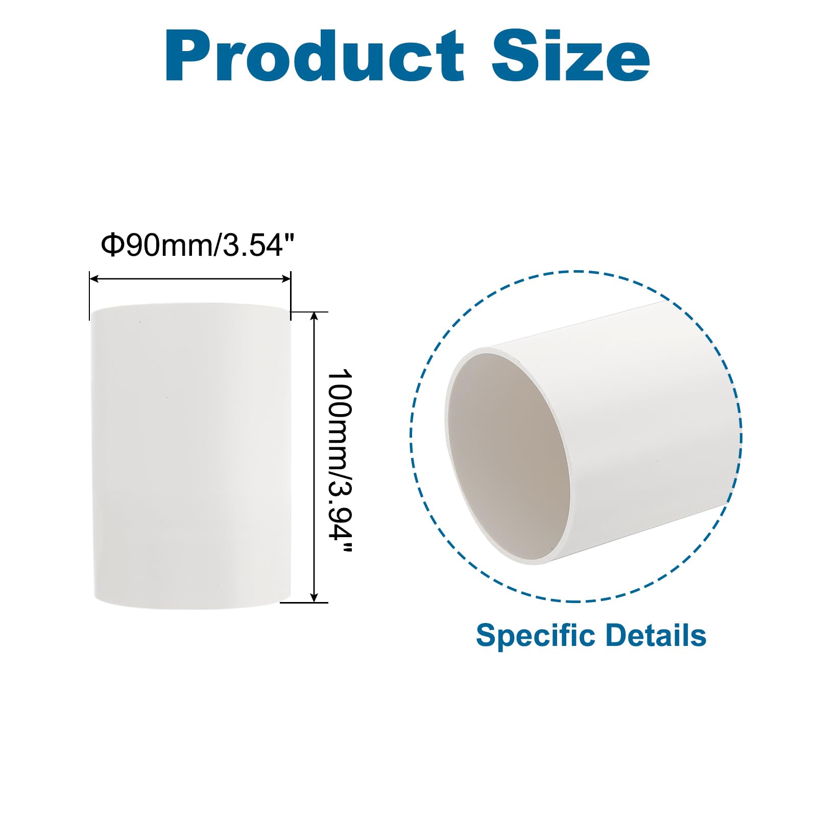 PATIKIL 3.5 Inch Round Plastic Duct Pipe Connector 4 Inch Long Duct Exhaust HVAC Ventilation Tube Ducting Extension for Dryer Vent Connection Extraction Heating Cooling Pipe Lines - Image 2