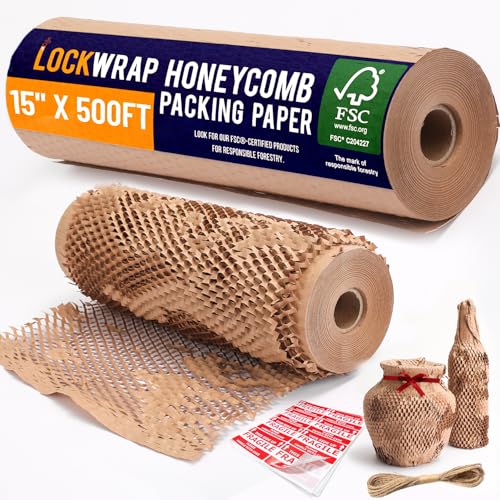 Honeycomb Packing Paper 15" x 500ft with Rope & 20