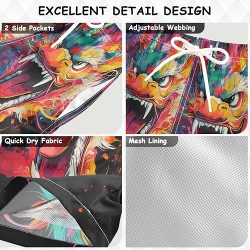 Boccsty Chinese Dragon Head Boys Swim Trunks Baby Kids Swimwear Summer Toddler Beach Board Shorts 2T3