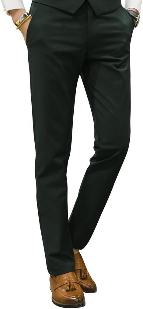 MOGU Mens Slim Fit Front Flat Casual Pants