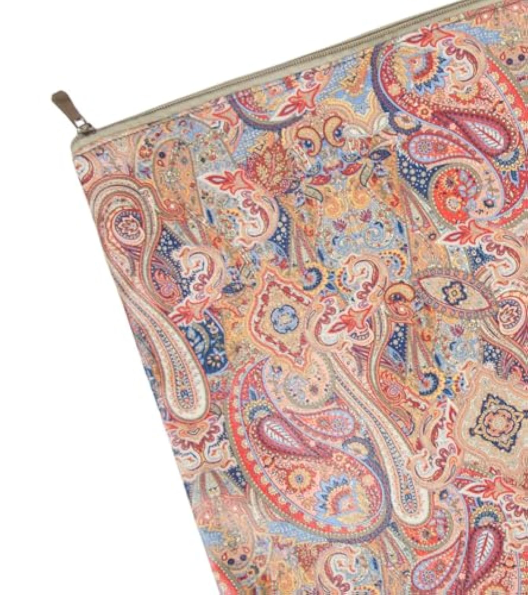 Paisley Print Leather Pouch Set of 4