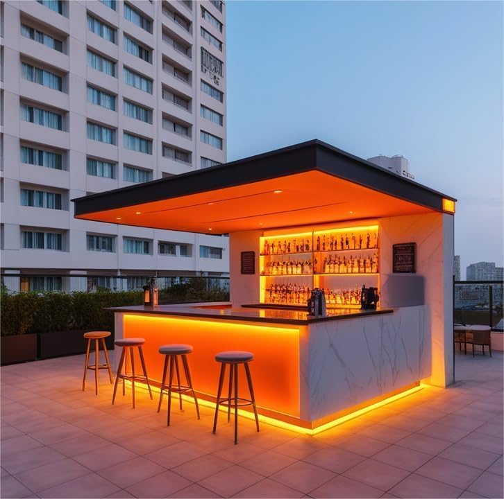 Image of Neon Strip Light, 13.1 feet, Flexible Silicone LED, IP65 Waterproof, with 12V Adaptor, for Bedroom, Gaming Room & Home Decor | 4 Meter | Orange