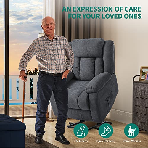 Yitahome Power Lift Recliner Chair For Elderly, Lift Chair With Heat And Massage, Ergonomic Fabric Recliner Chair Sofa With 2 Side Pockets & Remote Control For Living Room (Gray) #TOP3