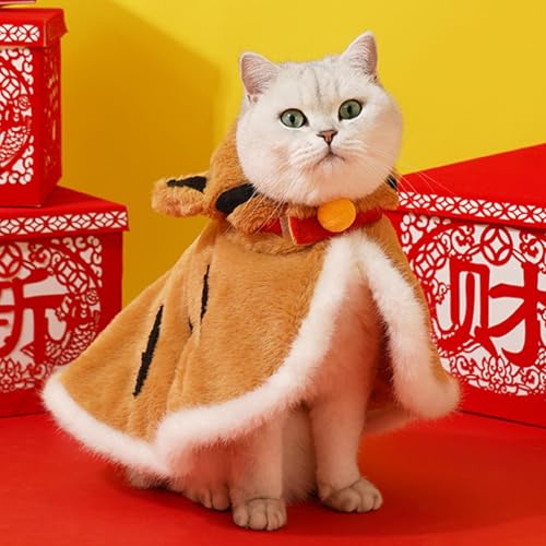 Disfraz de tigre para gato y capa de invierno con capucha para mascotas 4