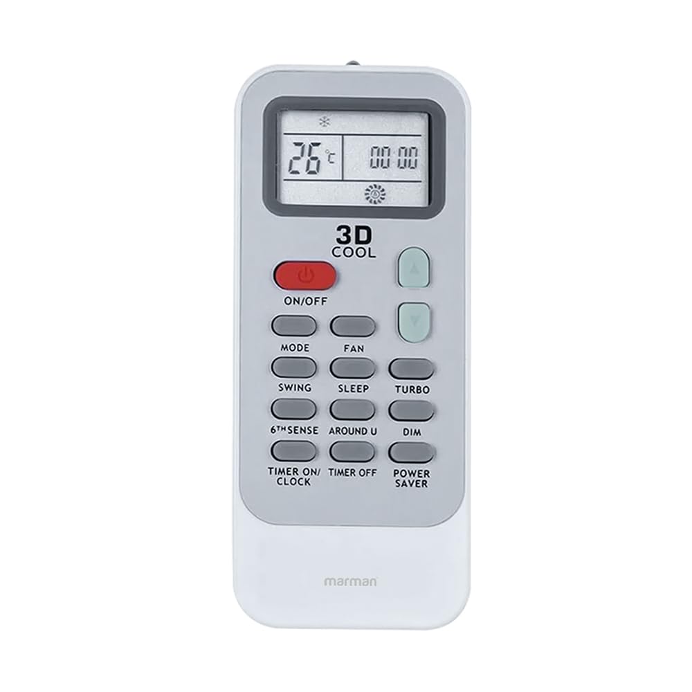 marman® Compatible with Whirlpool AC Remote Original DG11J1 Model 129 Suitable for Inverter and Non Inverter Air Conditioner 1/1.5/2 Ton Split & Window AC - Match Exactly with Old Remote Controller