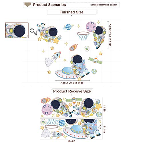 Dilibra Astronaut Wall Stickers Planet Space Walk Spaceship Diy Art Vinyl Removable Murals Wall Decals, Cute Cartoon Spaceman Cosmonaut Art Wallpaper For Kids Boys Bedroom Playing Room #TOP2