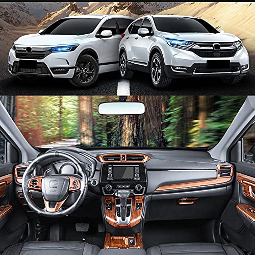 Cebat 15Pcs Full Interior Decoration Covers Center Consoles Instrument Panel Dashboard Trims Central Side Air Outlet Steering Wheel Moulding Trim Kits For Honda Crv 2017-2021 Peach Wood #TOP6