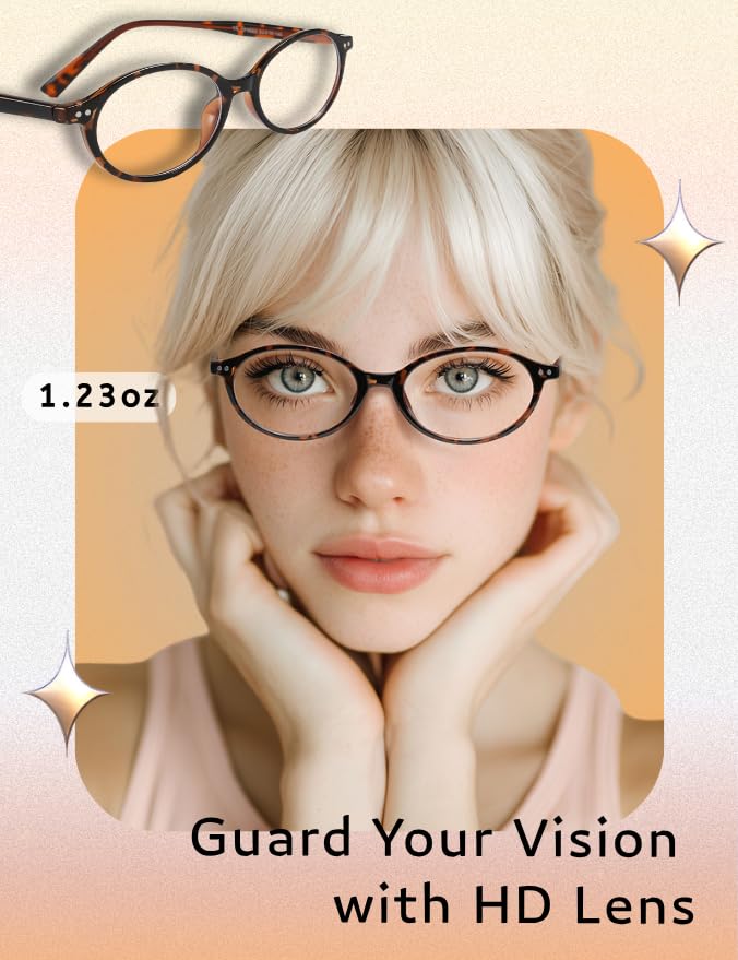 Image of Y2K Oval TR90 Blue Light Blocking Glasses Ultra Light Computer Screen Gaming for Woman