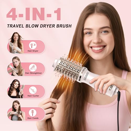 Image of Dual Voltage Travel Hair Dryer Brush,110-240V Small Blow Dryer Brush