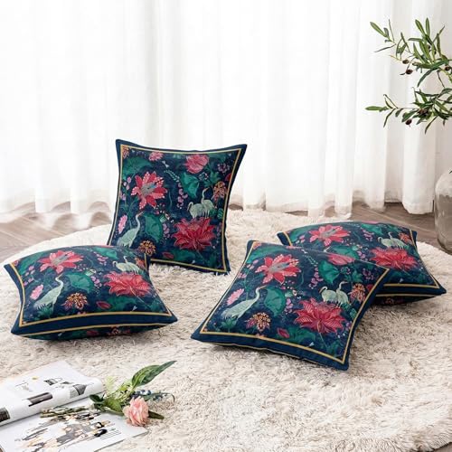 Image of ishro home Premium Cushion Cover 16 inch x 16 inch | Luxury European Mosha Fabric | Love at First Sight Designs | Hidden Zipper | Machine Washable, Non- Fading | (4, Imperial Palace, 16 x 16 Inches)