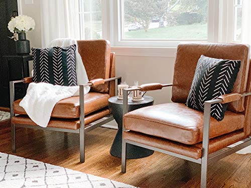 Signature Design By Ashley Peacemaker Mid-Century Modern Faux Leather Accent Chair, Brown #TOP4