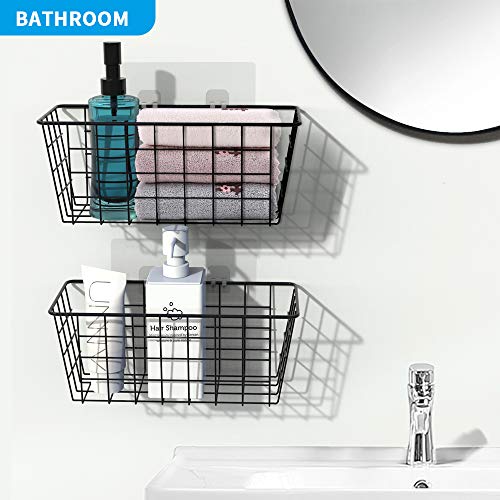 Marafansie Hanging Kitchen Baskets Wire Storage Basket Adhesive Basket Over The Cabinet Door Organizer No Drilling, For Cabinet Pantry Organization And Kitchen, Bathroom, Storage, 2 Pack, Black #TOP3