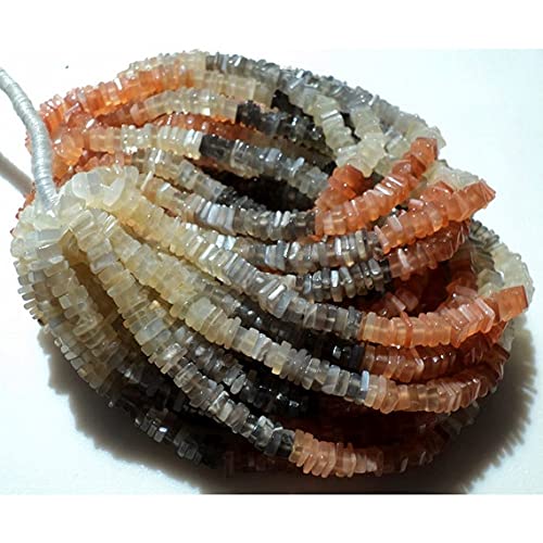 LKBEADS Moonstone Heishi Beads, Multi Moonstone Beads, 5mm Beads, Heishi Spacer Bead, Heishi Bead, 8 Inch Strand